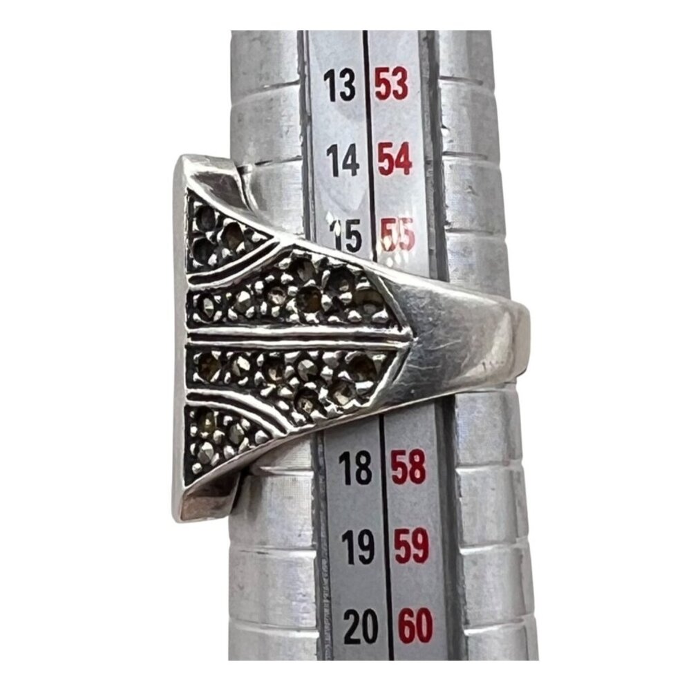 Vintage Sterling Silver Marcasite Signet Ring Size 7.75 925 Statement 6.99g LOOK - Picture 9 of 15